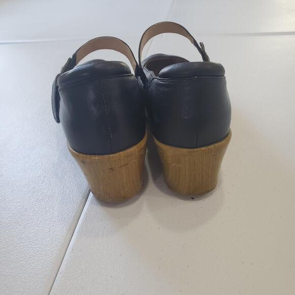 Alegria Mary Jane Wedge Shoes Womens Size EU 39 Black Leather Cutout Whimsy - Picture 5 of 12